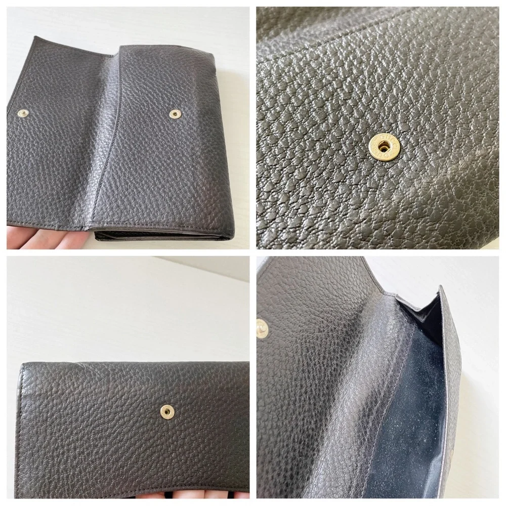 Gucci brown black pebbled leather horsebit long wallet - Picture 3 of 13